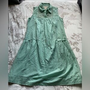April Cornell Vintage Cotton Silk Sea Foam Green Swing Dress Small Cottage Boho